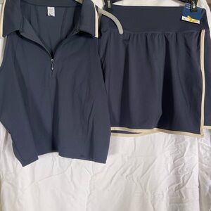 Navy Sleeveless Top and Skort Set